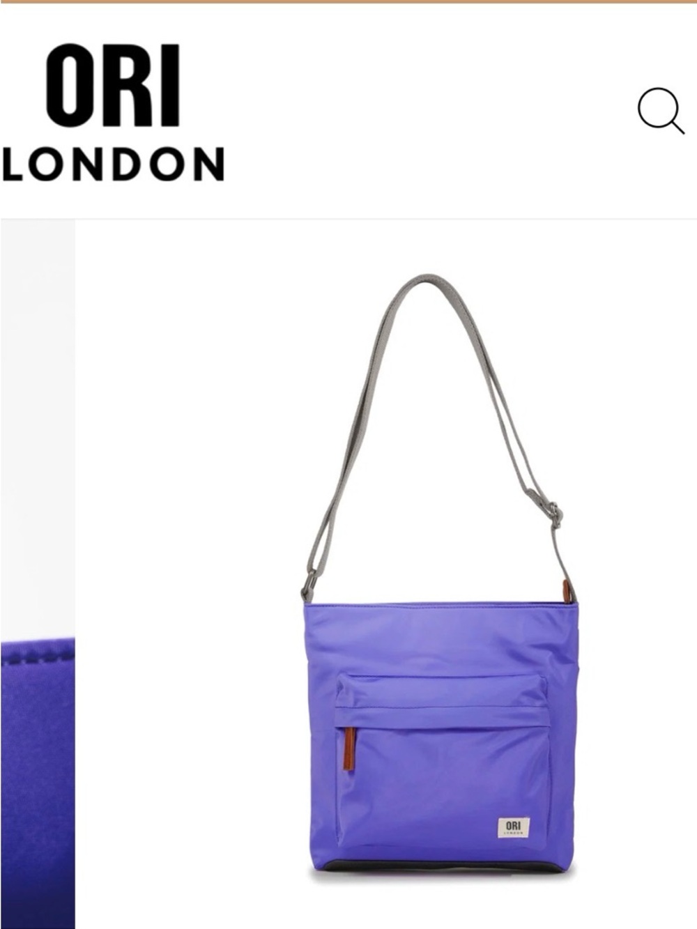 ORI LONDON Kensington B Recycled Nylon Crossbody in Simple Purple NWT